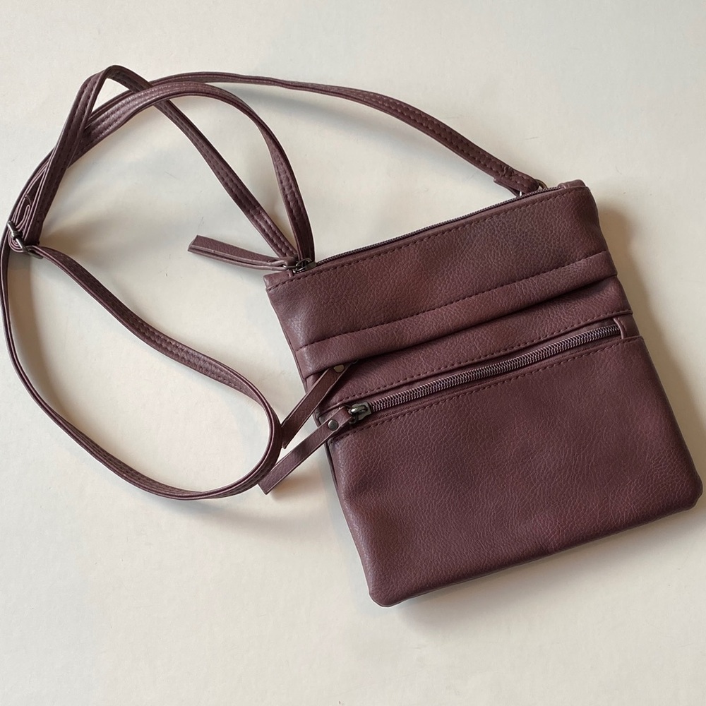Mia & Luca Plum Crossbody Bag Zipper Closure
